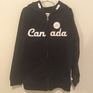 Boys Canadiana "Canada" Zip Hoodie in Black